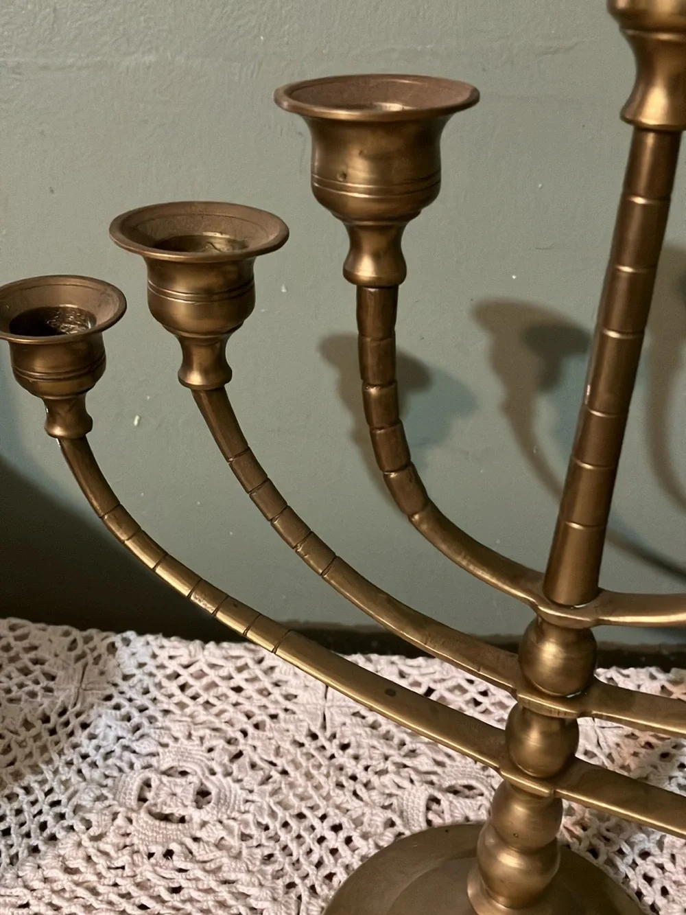 Vintage Brass 7-Branch Menorah Candle Holder Candle Holder